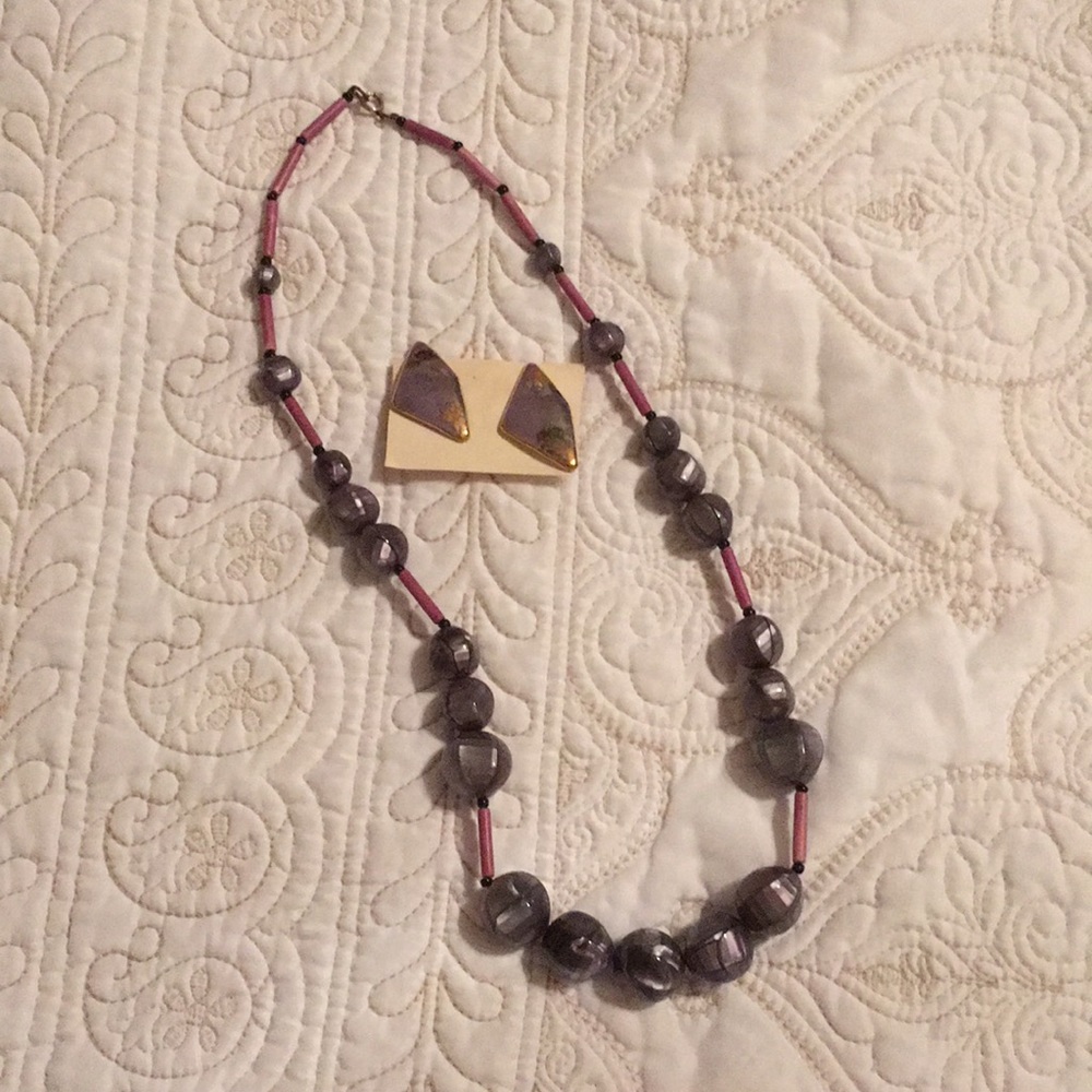 Lavender necklace and earrings